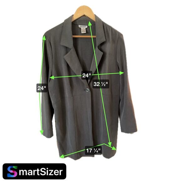 Agenda Gray Long Sleeve, One Button, Long Blazer sz 1x - Picture 10 of 10